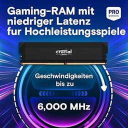 Crucial Pro DDR5 RAM 32GB Kit (2x16GB) 6000MHz CL36, Overclocking Gaming, Intel XMP 3.0 / AMD Expo, PC Computer Arbeitsspeicher, Schwarz - CP2K16G60C36U5B